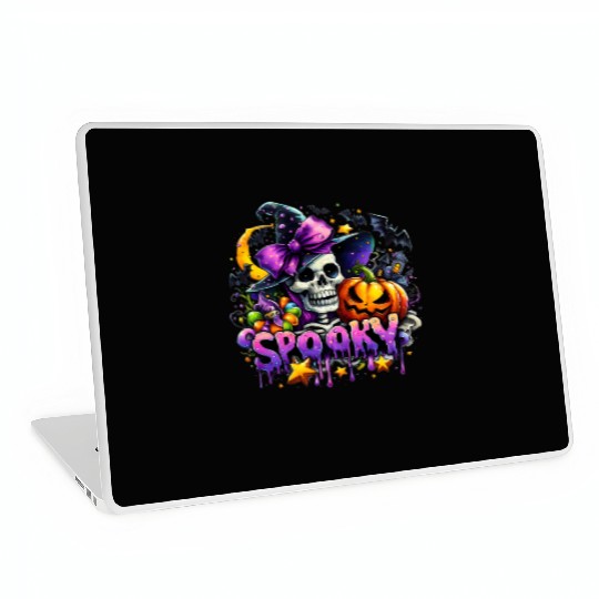 Halloween Spooky Season Witch Skeleton Laptop Skins