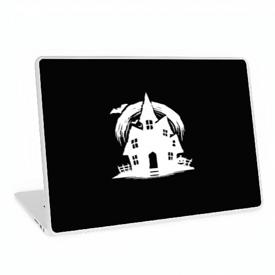 Bat Full Moon Haunted House Halloween Tattoo Laptop Skins