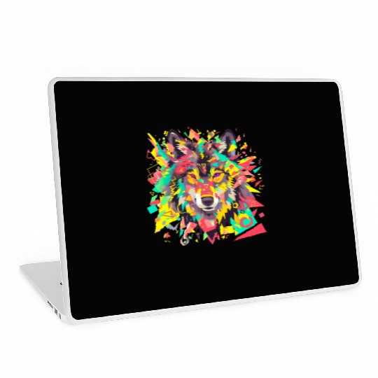Majestic Pop Art Alpha Wolf - Vibrant Warm Laptop Skins