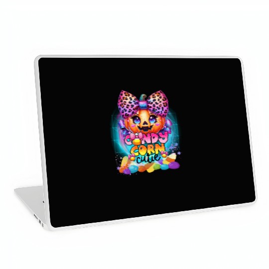 Sparkly Candy Corn Cutie Glitter Neon Pumpkin Laptop Skins