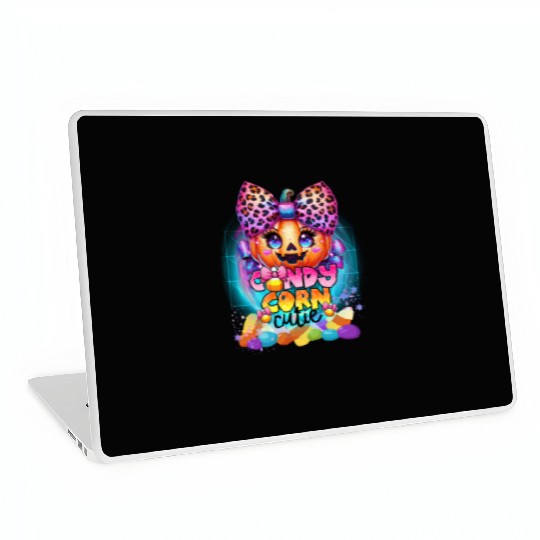 Sparkly Candy Corn Cutie Glitter Neon Pumpkin Laptop Skins