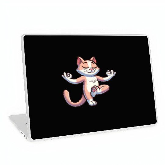 Cat Yoga Meditation Meditating Balancing Training Laptop Skins