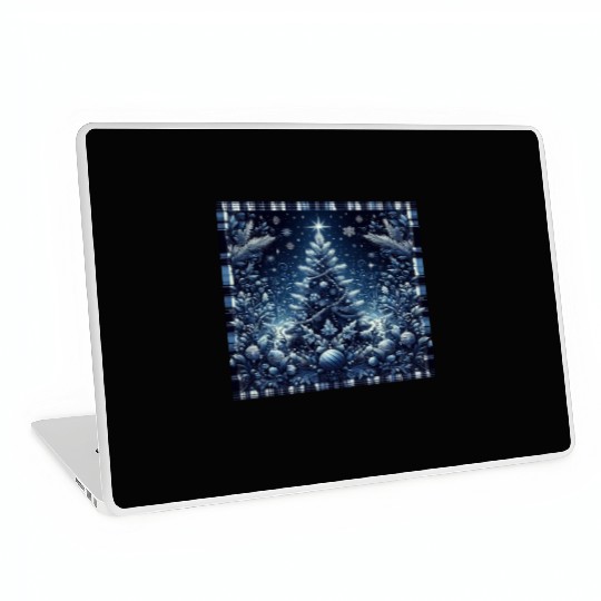 flannel blue and white christmas Laptop Skins