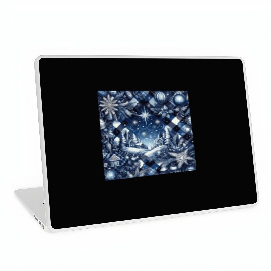 flannel blue and white christmas Laptop Skins