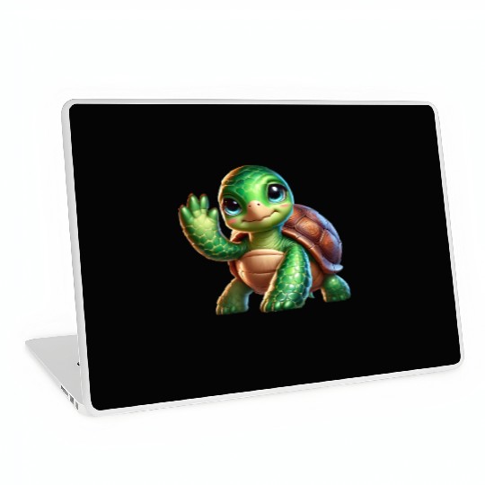 Adorable Waving Turtle Laptop Skins