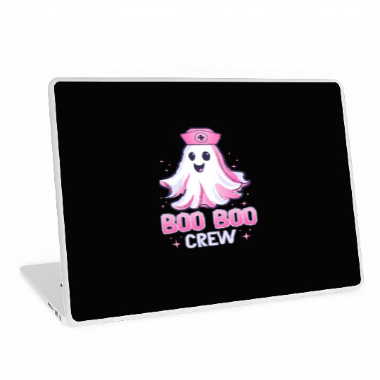 Boo Boo Crew Nurse Pink Ghost Halloween Costume Laptop Skins