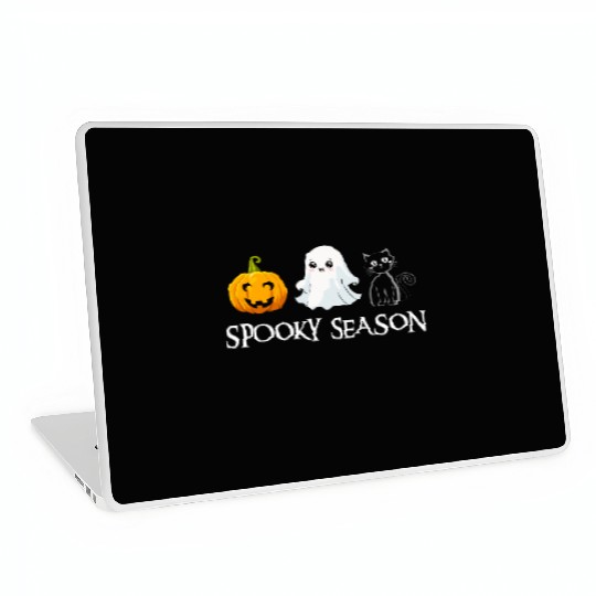Spooky Season Halloween Pumpkin Cute Cat Paw Ghost Laptop Skins