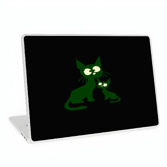 Crazy cat mom dad kitten child kitten family team Laptop Skins