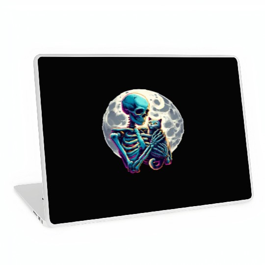 Skeleton Cute Cat Skull Kitty Halloween Laptop Skins