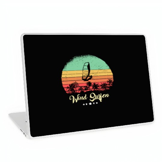 Wind Surfing Vintage Retro Sunset Sport Laptop Skins
