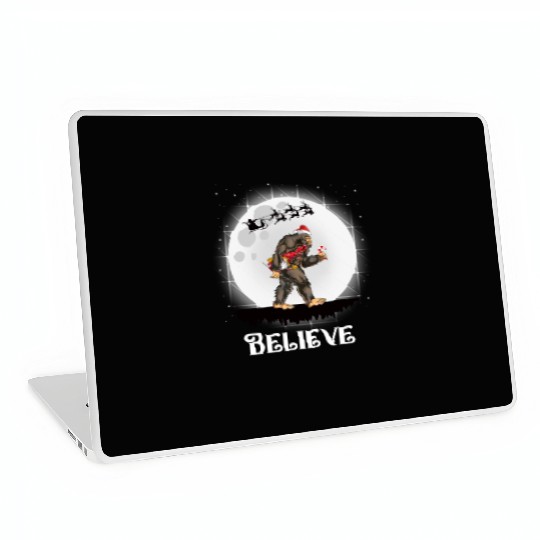 Believe Santa Bigfoot Carrying Gnome Christmas Laptop Skins