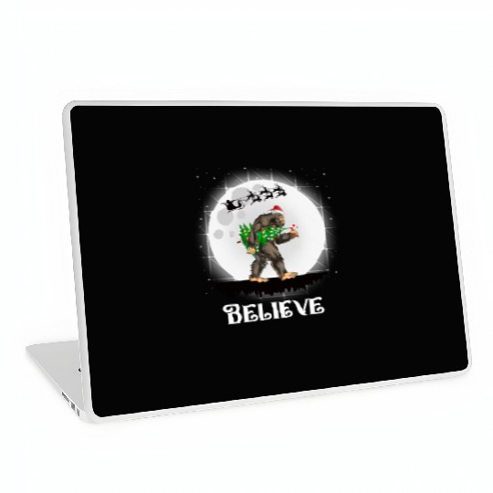 Bigfoot Christmas Tree Lights Believe Sasquatch Laptop Skins