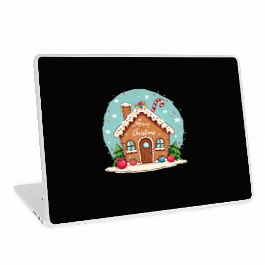 Cute Gingerbread House Merry Christmas Design Laptop Skins
