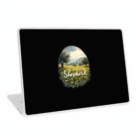 The Lord Is My Shepherd Peaceful Christian Artwork Laptop Skins
