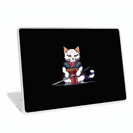 Pixel Samurai Cat Warrior Laptop Skins