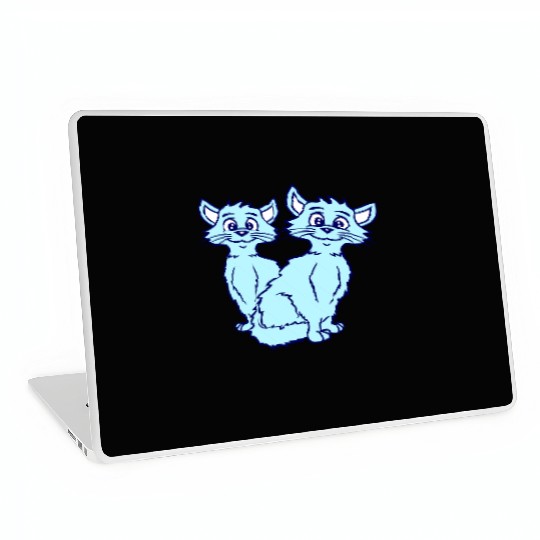 Two Happy Cats 2 Friends Love Couple Kitten Team Laptop Skins
