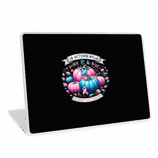 In October Wear Pink & Blue Pregnancy Infant Laptop Skins