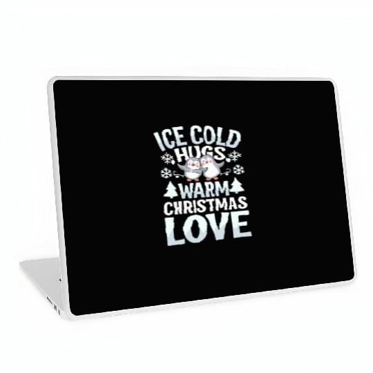 Ice Cold Hugs Warm Christmas Love Penguin Laptop Skins