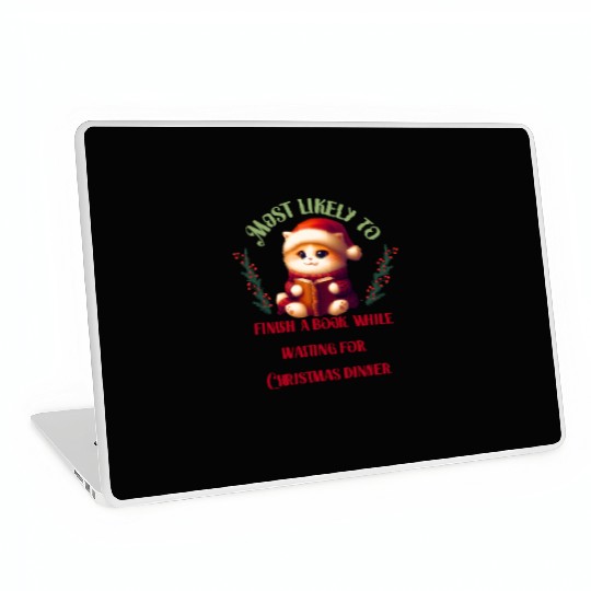 Most Likely To Christmas Bookish Quotes Laptop Skins