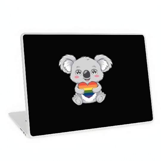 Cute Koala Holding Rainbow Heart LGTBQ Pride Laptop Skins