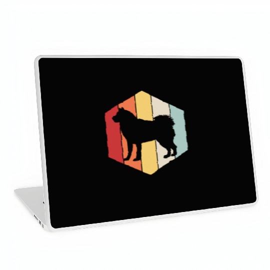Dog Owner Retro Siberian Husky Dog Silhouette Laptop Skins