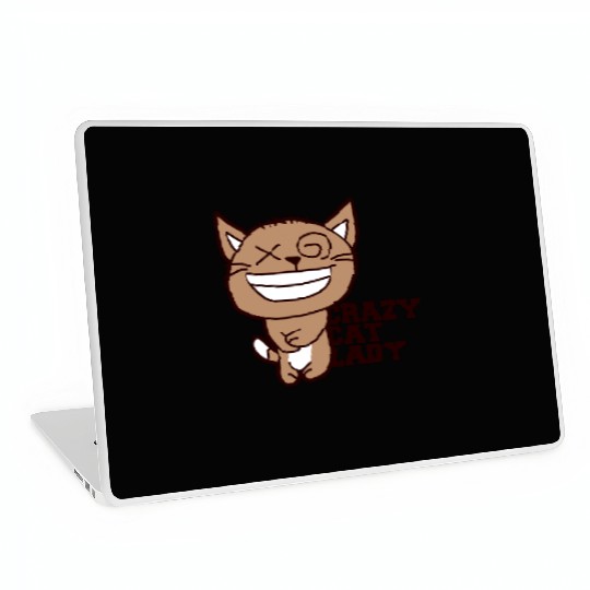 Crazy Cat Lady Text Love Saying Quote Weird Woman Laptop Skins