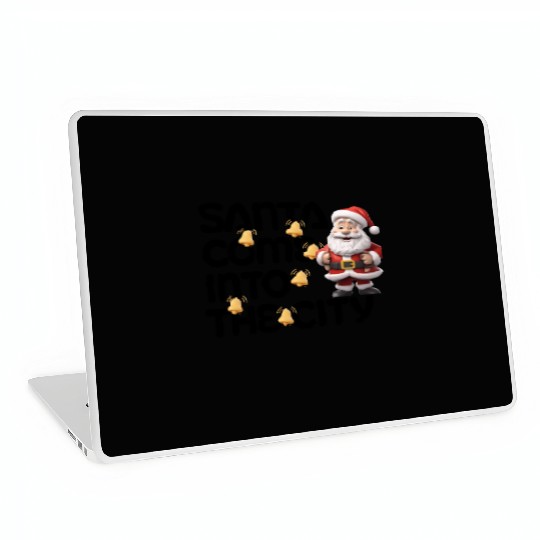 Festive Santa with Jingle Bells Design Laptop Skins