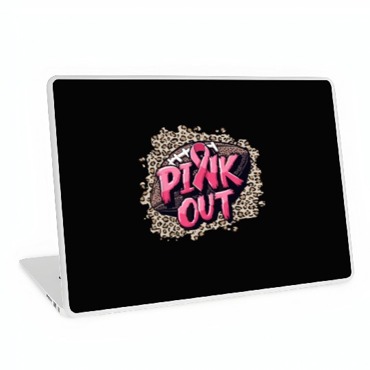 Pink Out Breast Cancer Football Coquette Bow Mom Laptop Skins