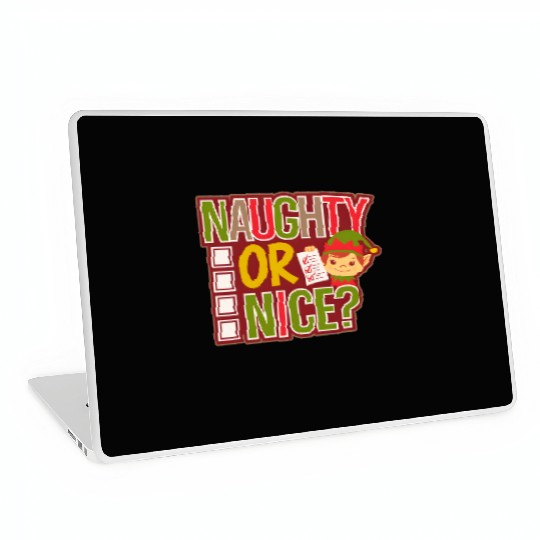 Playful Elf Naughty or Nice Holiday Fun Laptop Skins