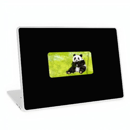 Cute panda bear with bamboo - design for kids Laptop Skins