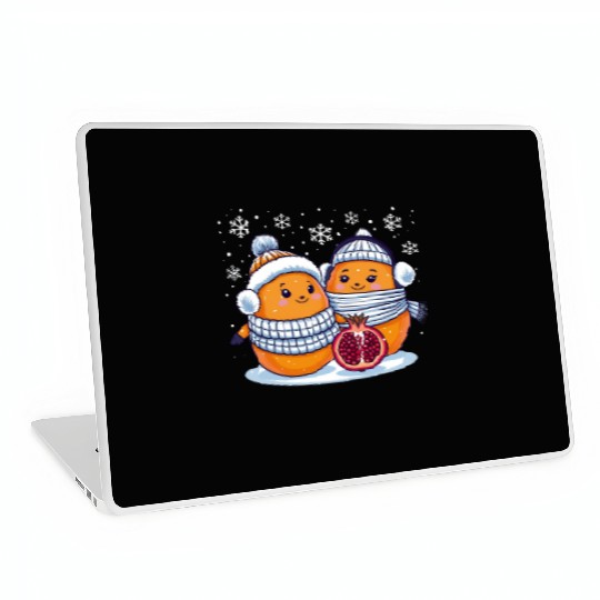 Cozy Winter Fruits: Oranges & Pomegranate Laptop Skins