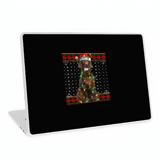 Irish Setter Dog Ugly Christmas Lights Laptop Skins