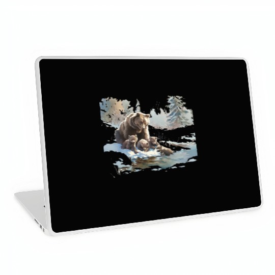 Retro 399 Grizzly Bears Wilderness Scene 90s Laptop Skins