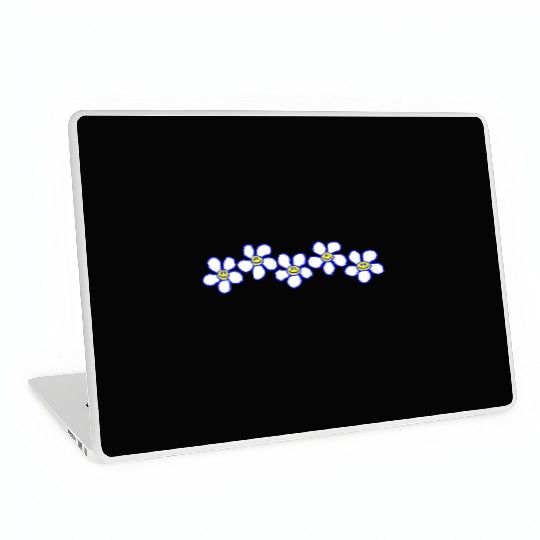 White Daisies Flowers Spring Summer Faces Funny Laptop Skins