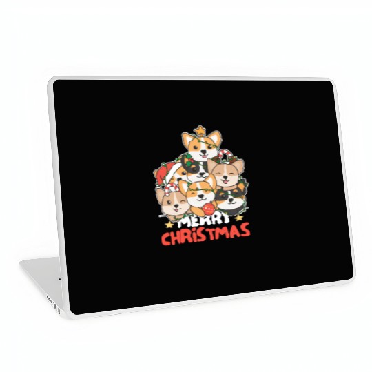 Corgi Christmas Tree Merry Christmas Laptop Skins