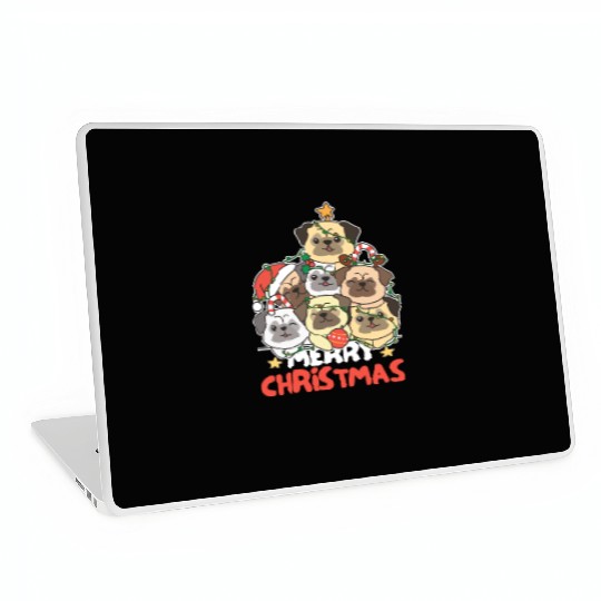 Pug Christmas Tree Merry Christmas Laptop Skins