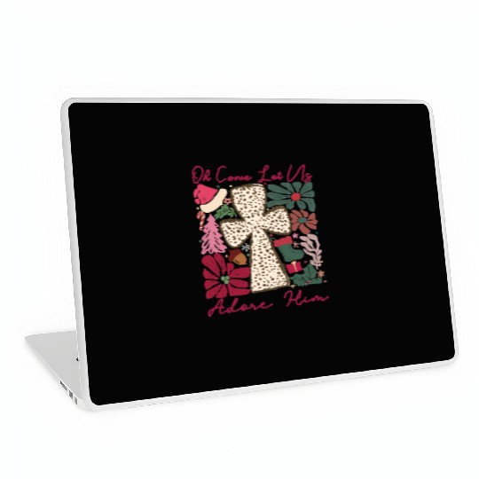 Oh Come Let Us Adore Him Funny Chrismas Jesus Laptop Skins