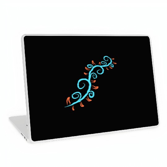 Vine Plant Blue Orange Leaves Decorative Pattern Laptop Skins