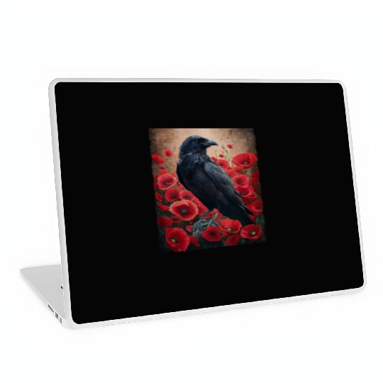 Raven Red Poppies Gothic Nature Art natural Laptop Skins