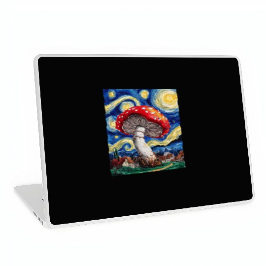 Starry Night Mushroom: Surreal Watercolor Dreamsca Laptop Skins