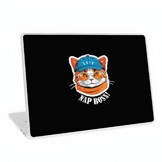 Cat Nap Boss with Cap and Sunglasses Laptop Skins