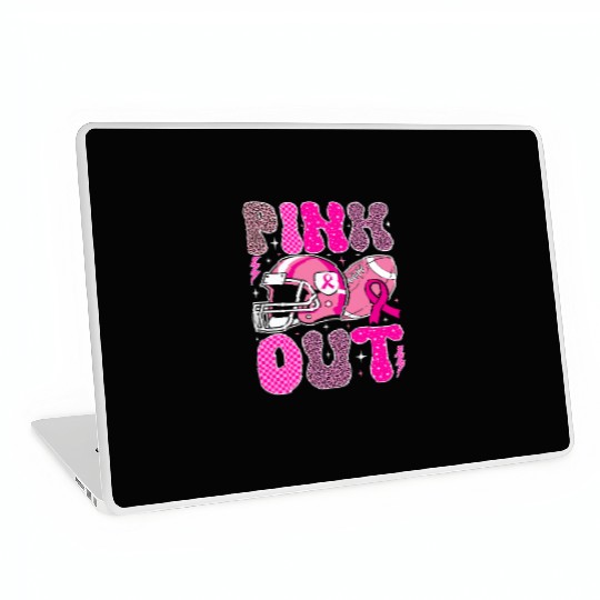 Pink Out Breast Cancer Football Mom Girls Women Laptop Skins