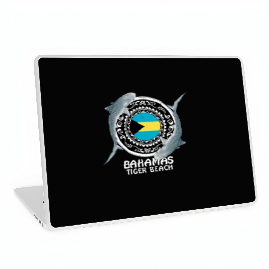 Tiger Beach Bahamas Flag Tiger Shark Bull Shark Laptop Skins