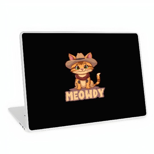 Cowboy Cat "Meowdy" Western yellow wild west cat Laptop Skins
