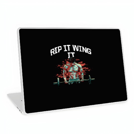 Rip It Wing It Funny Workout Humor Gym Sayings Fit Laptop Skins