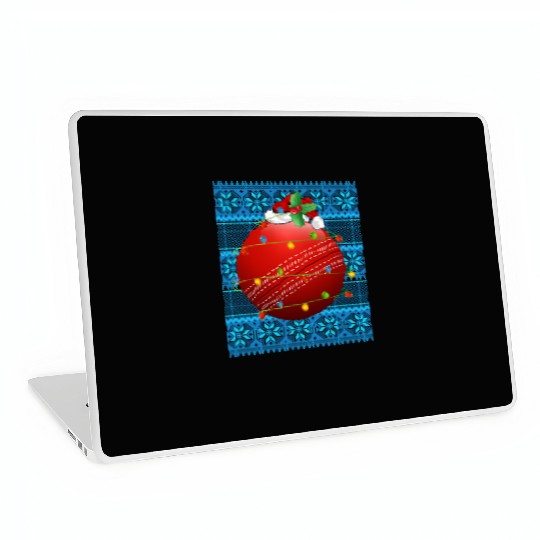Cricket Ball Christmas Lights Laptop Skins