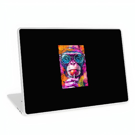 Digital Art Monkey With Lollipop Graffiti Elements Laptop Skins