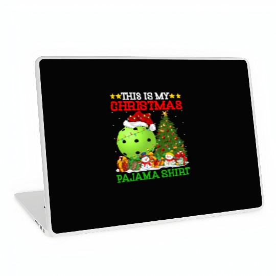 Pickleball Christmas Tree Lights Laptop Skins
