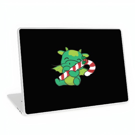 Dragon Christmas Candy Cane Cute Dragon Laptop Skins