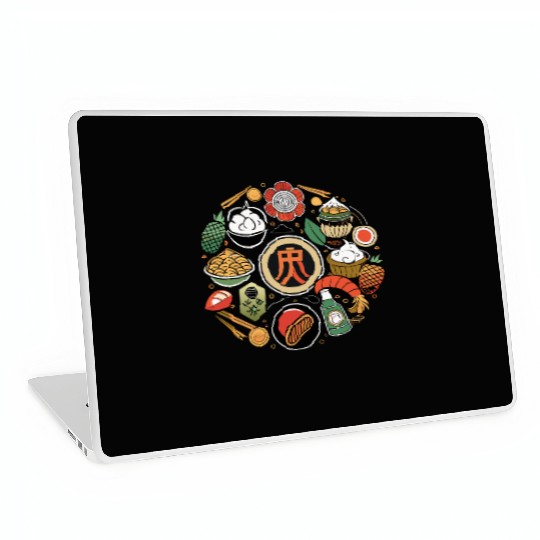 Japanese Cuisine Circle Retro Design Laptop Skins